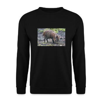 Wildschwein Sus scrofa - Unisex Pullover - Schwarz - Vorne - Alina (178cm) & Michal (187cm)