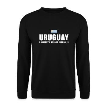 No Helmets No Pads Just Balls Uruguay Rugby - Unisex Pullover - Schwarz - Vorne - Alina (178cm) & Michal (187cm)
