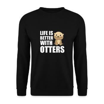 La vie est meilleure avec la loutre - loutre douce - Sweat-shirt Unisexe - noir - Devant - Alina (178cm) & Michal (187cm)