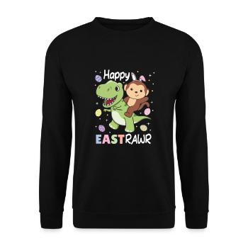 Singe avec T-Rex Pâques Estrawr Jeu de mots de Pâques - Sweat-shirt Unisexe - noir - Devant - Alina (178cm) & Michal (187cm)