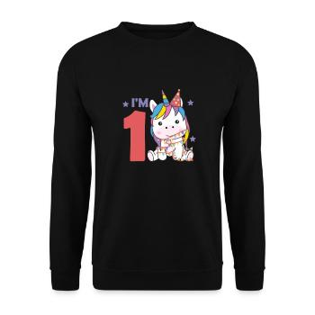 Unicorn for the first birthday for children 1 year - Unisex Sweatshirt - black - Front - Alina (178cm) & Michal (187cm)
