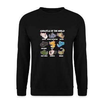 Axolotls aus der Welt süße Tiere Axolotl Arten - Unisex Pullover - Schwarz - Vorne - Alina (178cm) & Michal (187cm)