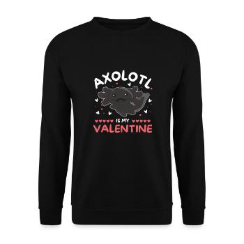 Axolotl zum Valentinstag süße Tiere mit Herzen - Unisex Pullover - Schwarz - Vorne - Alina (178cm) & Michal (187cm)