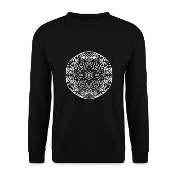 Blumen Mandala - Unisex Pullover - Schwarz - Vorne - Alina (178cm) & Michal (187cm)