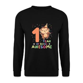 Monkey for 1st birthday for children one year old - Unisex Sweatshirt - black - Front - Alina (178cm) & Michal (187cm)