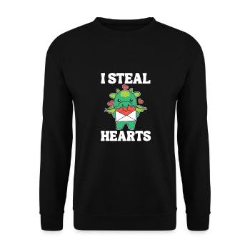 Dragon for Valentine's Day I steal hearts - Unisex Sweatshirt - black - Front - Alina (178cm) & Michal (187cm)