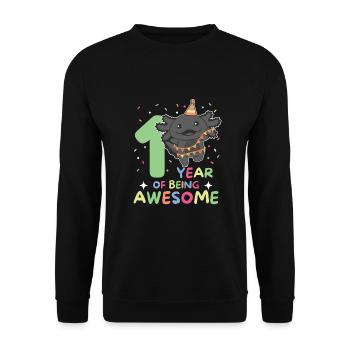 Axolotl for 1st birthday for children one year old - Unisex Sweatshirt - black - Front - Alina (178cm) & Michal (187cm)