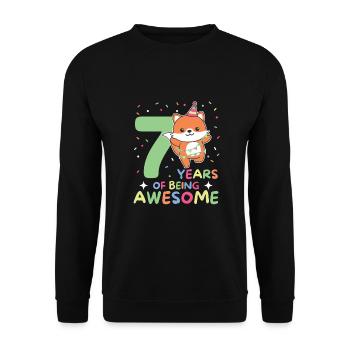 Fuchs zum 7. Geburtstag Kinder sieben Jahre alt - Unisex Pullover - Schwarz - Vorne - Alina (178cm) & Michal (187cm)