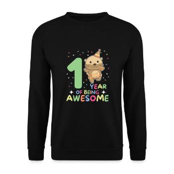 Otter for the 1st birthday for children one year old - Unisex Sweatshirt - black - Front - Alina (178cm) & Michal (187cm)