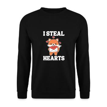 Fuchs zum Valentinstag ich stehle Herzen - Unisex Pullover - Schwarz - Vorne - Alina (178cm) & Michal (187cm)
