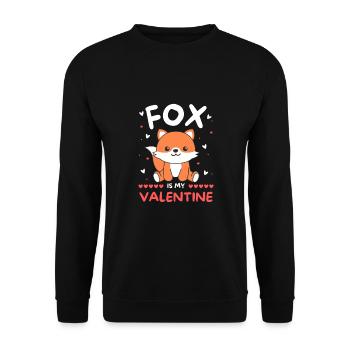 Fuchs zum Valentinstag süße Tiere mit Herzen - Unisex Pullover - Schwarz - Vorne - Alina (178cm) & Michal (187cm)