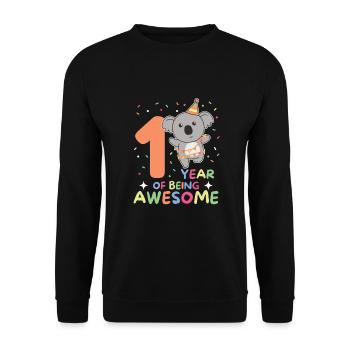 Koala for 1st birthday for children one year old - Unisex Sweatshirt - black - Front - Alina (178cm) & Michal (187cm)