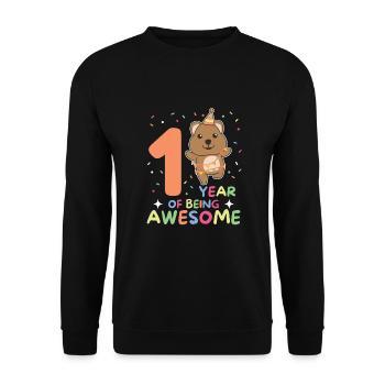 Quokka for the 1st birthday for children one year old - Unisex Sweatshirt - black - Front - Alina (178cm) & Michal (187cm)