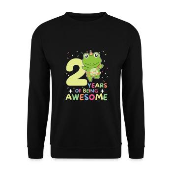 Frog for the 2nd birthday Children two years old - Unisex Sweatshirt - black - Front - Alina (178cm) & Michal (187cm)