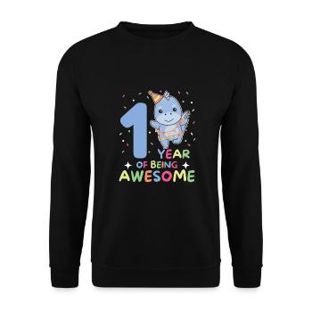 Dino for the 1st birthday for children one year old - Unisex Sweatshirt - black - Front - Alina (178cm) & Michal (187cm)