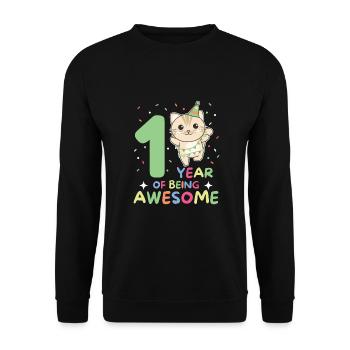 Cat for 1st birthday for children one year old - Unisex Sweatshirt - black - Front - Alina (178cm) & Michal (187cm)
