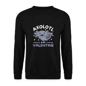 Axolotl zum Valentinstag süße Tiere mit Herzen - Unisex Pullover - Schwarz - Vorne - Alina (178cm) & Michal (187cm)