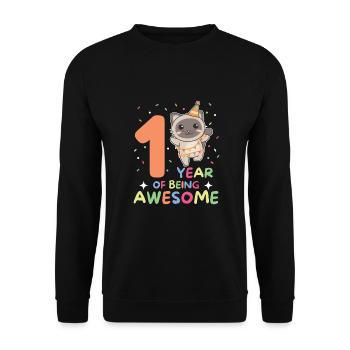 Cat for 1st birthday for children one year old - Unisex Sweatshirt - black - Front - Alina (178cm) & Michal (187cm)