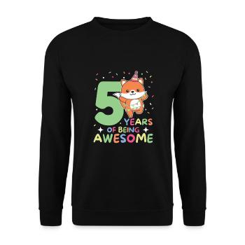 Fuchs zum 5. Geburtstag Kinder fünf Jahre alt - Unisex Pullover - Schwarz - Vorne - Alina (178cm) & Michal (187cm)