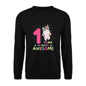 Unicorn for 1st birthday for children one year old - Unisex Sweatshirt - black - Front - Alina (178cm) & Michal (187cm)