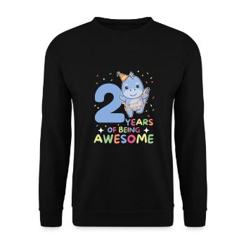 Dino for 2nd birthday children two years old - Unisex Sweatshirt - black - Front - Alina (178cm) & Michal (187cm)