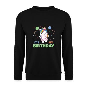 Unicorn for children's birthday it's my birthday - Unisex Sweatshirt - black - Front - Alina (178cm) & Michal (187cm)