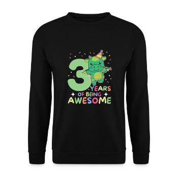 Drache zum 3. Geburtstag Kinder drei Jahre alt - Unisex Pullover - Schwarz - Vorne - Alina (178cm) & Michal (187cm)