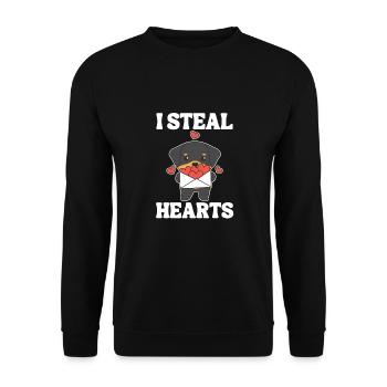 Rottweiler zum Valentinstag ich stehle Herzen - Unisex Pullover - Schwarz - Vorne - Alina (178cm) & Michal (187cm)