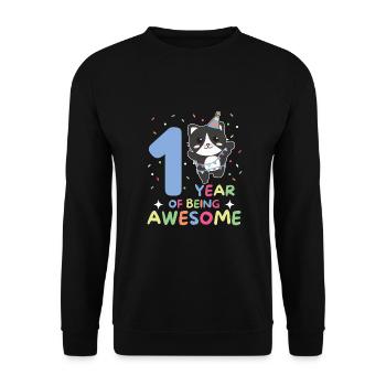 Cat for 1st birthday for children one year old - Unisex Sweatshirt - black - Front - Alina (178cm) & Michal (187cm)