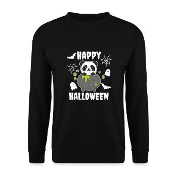 Panda Happy Halloween Cauldron Bat - Unisex Sweatshirt - black - Front - Alina (178cm) & Michal (187cm)