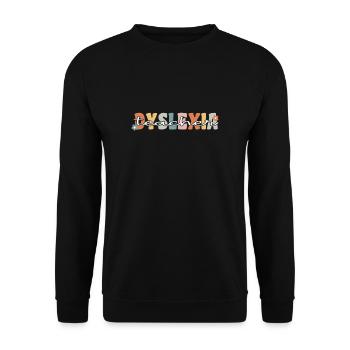 Dyslexia Lehrer Awareness Month Groovy Retro - Unisex Pullover - Schwarz - Vorne - Alina (178cm) & Michal (187cm)