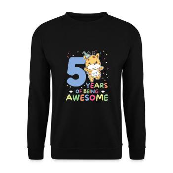 Giraffe for 5th birthday children five years old - Unisex Sweatshirt - black - Front - Alina (178cm) & Michal (187cm)