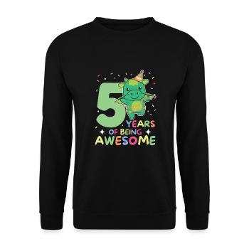 Drache zum 5. Geburtstag Kinder fünf Jahre alt - Unisex Pullover - Schwarz - Vorne - Alina (178cm) & Michal (187cm)