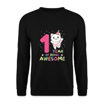 Cat for 1st birthday for children one year old - Unisex Sweatshirt - black - Front - Alina (178cm) & Michal (187cm)