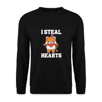 Panda roux pour la Saint-Valentin Je vole les cœurs - Sweat-shirt Unisexe - noir - Devant - Alina (178cm) & Michal (187cm)