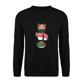 Sushi Axolotls kawaii Sushi Axolotl - Unisex Pullover - Schwarz - Vorne - Alina (178cm) & Michal (187cm)