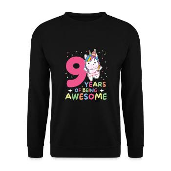 Unicorn for 9th birthday children nine years old - Unisex Sweatshirt - black - Front - Alina (178cm) & Michal (187cm)