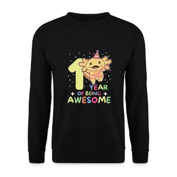 Axolotl for 1st birthday for children one year old - Unisex Sweatshirt - black - Front - Alina (178cm) & Michal (187cm)