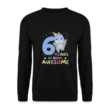Dino for 6th birthday children six years old - Unisex Sweatshirt - black - Front - Alina (178cm) & Michal (187cm)
