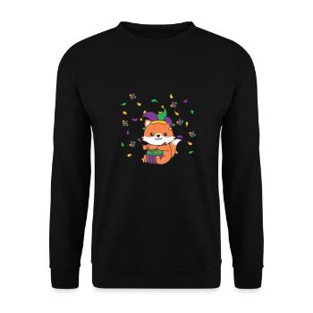 Fasching Fuchs mit Trommel Faschings Kostüm - Unisex Pullover - Schwarz - Vorne - Alina (178cm) & Michal (187cm)