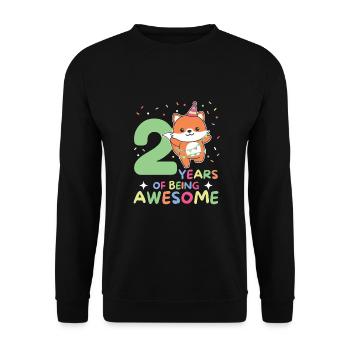 Fuchs zum 2. Geburtstag Kinder zwei Jahre alt - Unisex Pullover - Schwarz - Vorne - Alina (178cm) & Michal (187cm)