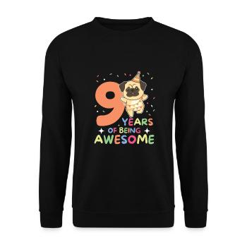 Pug for 9th birthday children nine years old - Unisex Sweatshirt - black - Front - Alina (178cm) & Michal (187cm)