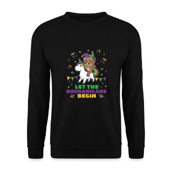 Mardi Gras Bear with Unicorn Carnival Costume - Unisex Sweatshirt - black - Front - Alina (178cm) & Michal (187cm)