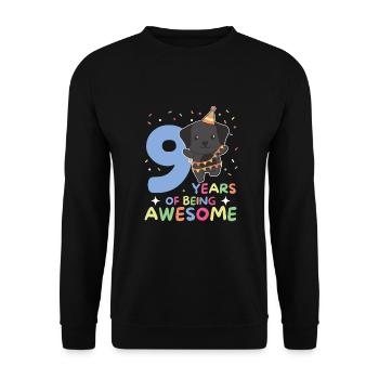 Labrador for 9th birthday children nine years old - Unisex Sweatshirt - black - Front - Alina (178cm) & Michal (187cm)