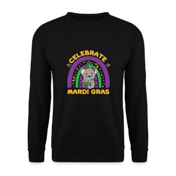 Fasching Maus mit Trommel Faschings Kostüm - Unisex Pullover - Schwarz - Vorne - Alina (178cm) & Michal (187cm)