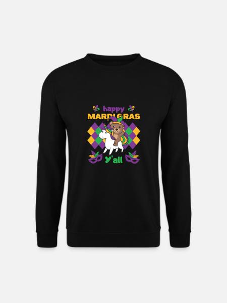 Ours de Mardi Gras avec costume de carnaval de licorne - Sweat-shirt Unisexe - noir