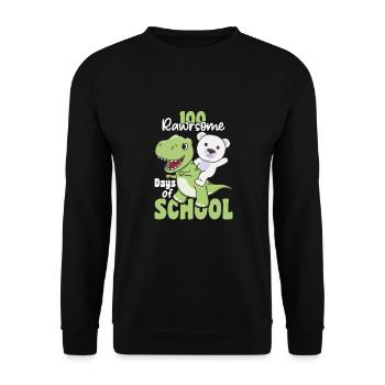 100 rawrsome days of school Polar Bear Trex 100 Days - Unisex Sweatshirt - black - Front - Alina (178cm) & Michal (187cm)