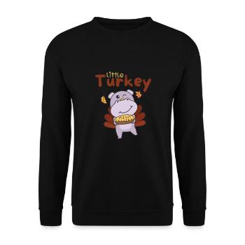 Tenues du jour de Thanksgiving Petit hippopotame de dinde - Sweat-shirt Unisexe - noir - Devant - Alina (178cm) & Michal (187cm)