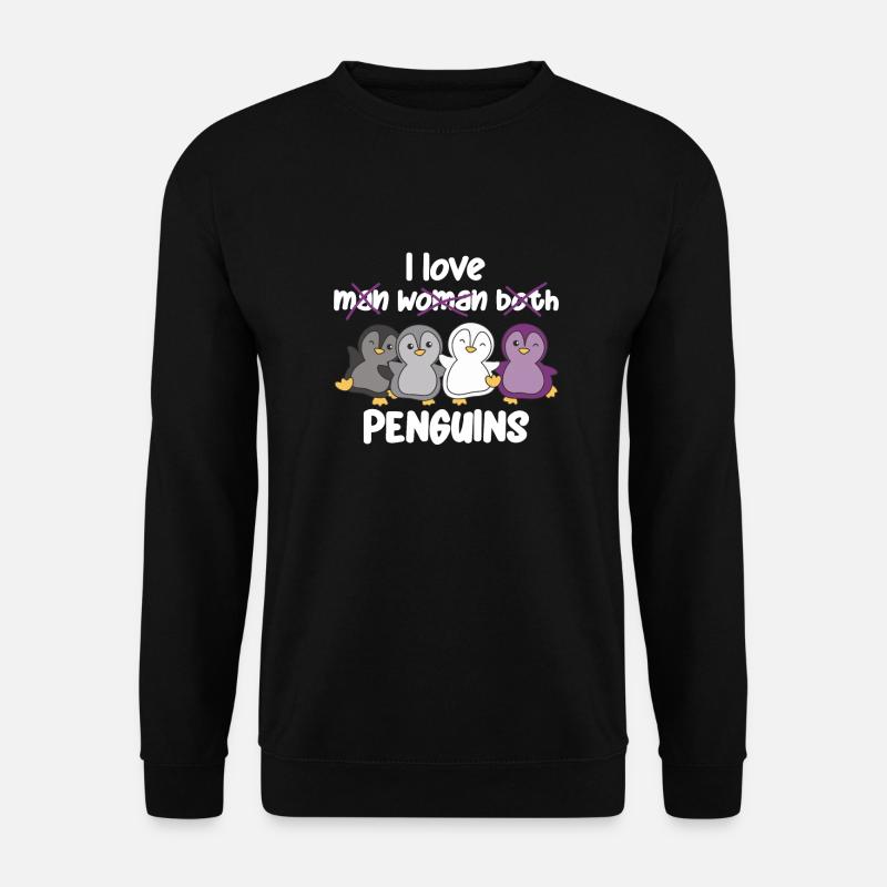 Asexual Flag Pride LGBTQ süßer Pinguin - Unisex Pullover - Schwarz
