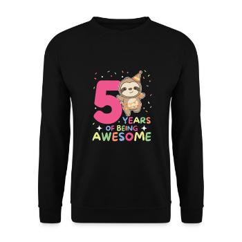 Sloth for 5th birthday children five years old - Unisex Sweatshirt - black - Front - Alina (178cm) & Michal (187cm)